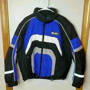 HJC Snowmobile Jacket Men Large Blue Black Insulated Wind/Waterproof Heavy Warm